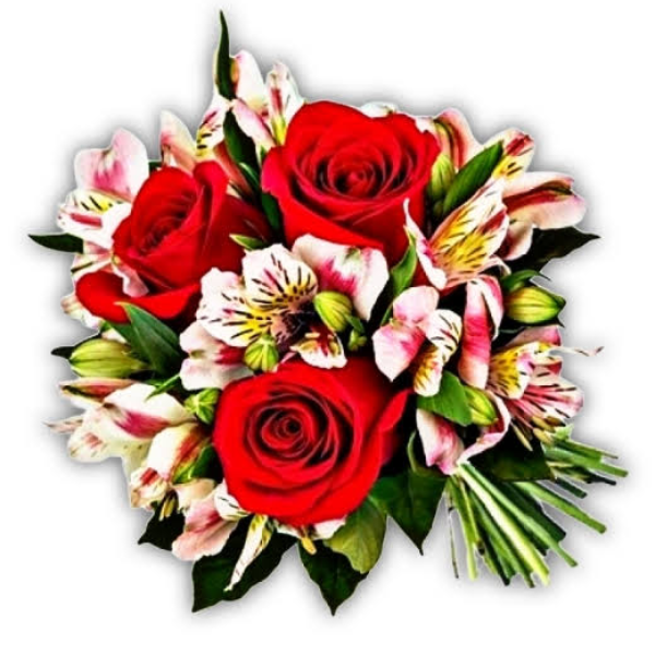 Trio de Rosas Com Astromelias