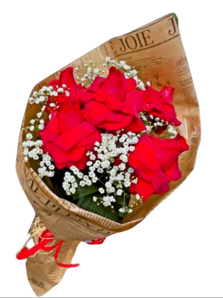 Delicado Buqu� De Rosas Com Gipsofilas