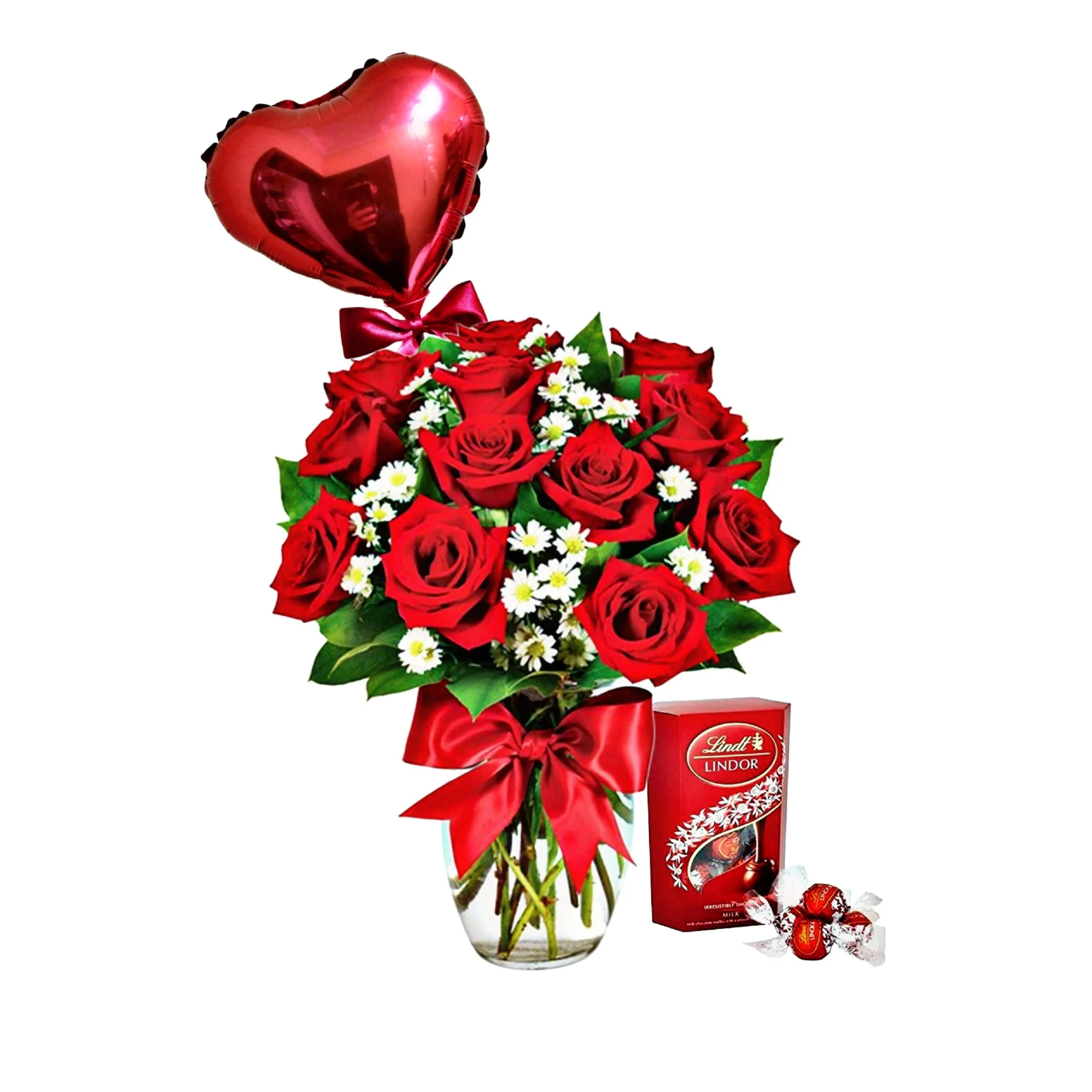 Surpresa Rom�ntica Com Eleg�ncia de Rosas e Lindt