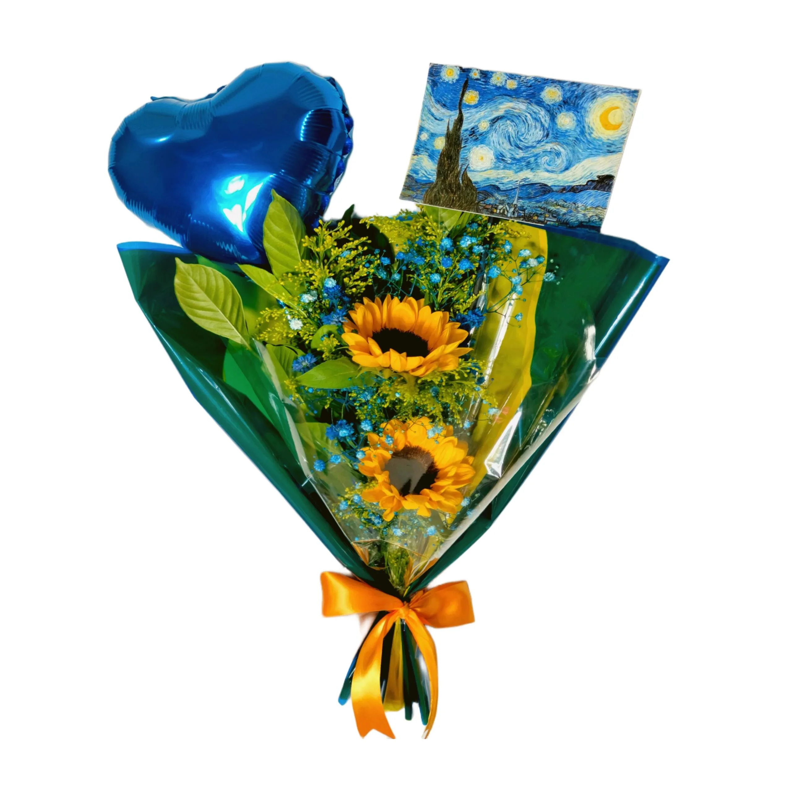 Buqu� � Noite Estrelada com 2 Girass�is